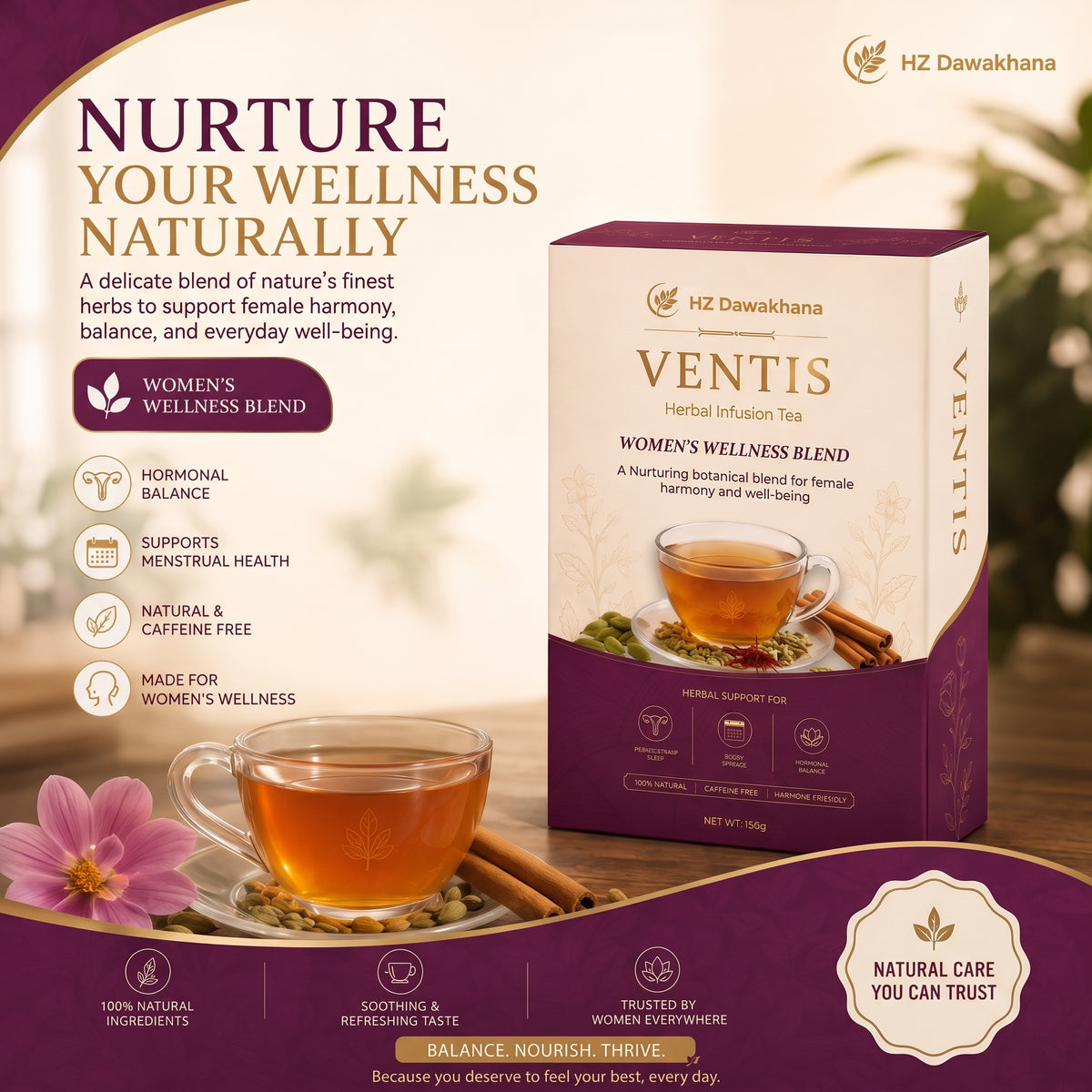 VENTIS Women's Wellness Tea for Period Relief – 100g