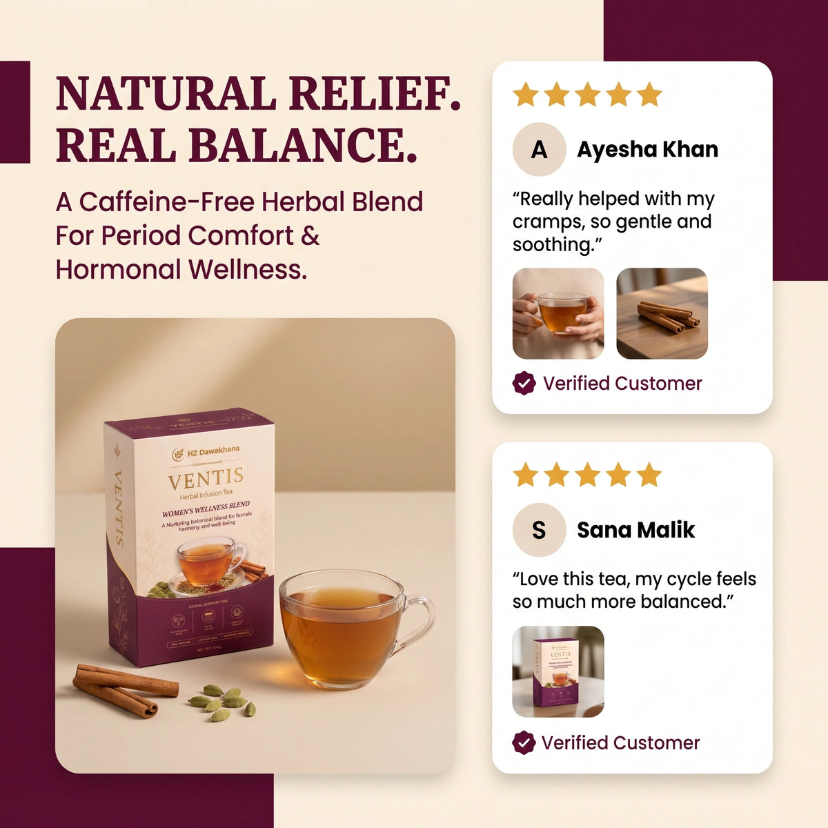 VENTIS Women's Wellness Tea for Period Relief – 100g